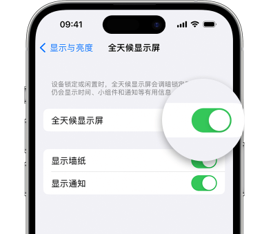 清城苹果15预约维修分享iPhone15如何设置全天候显示屏幕可见 